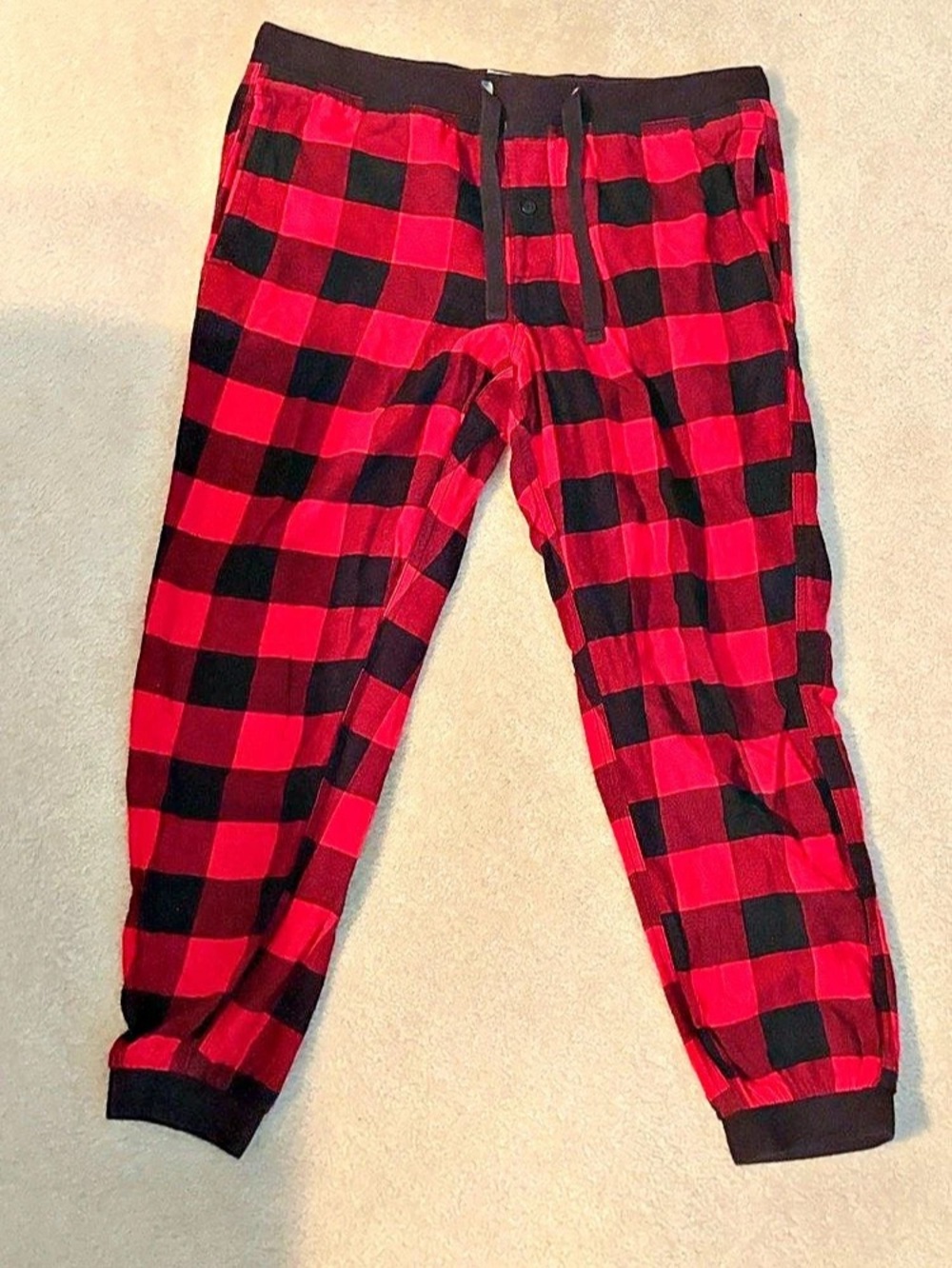 American Eagle AE Flannel Pajama Joggers Red & Black Medium